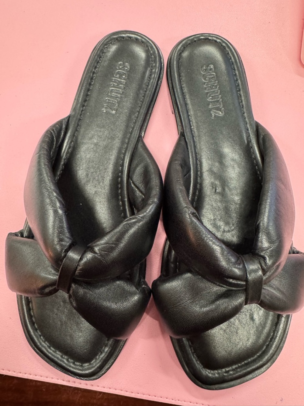 SCHUTZ Black Knotted Slides S-Fairy